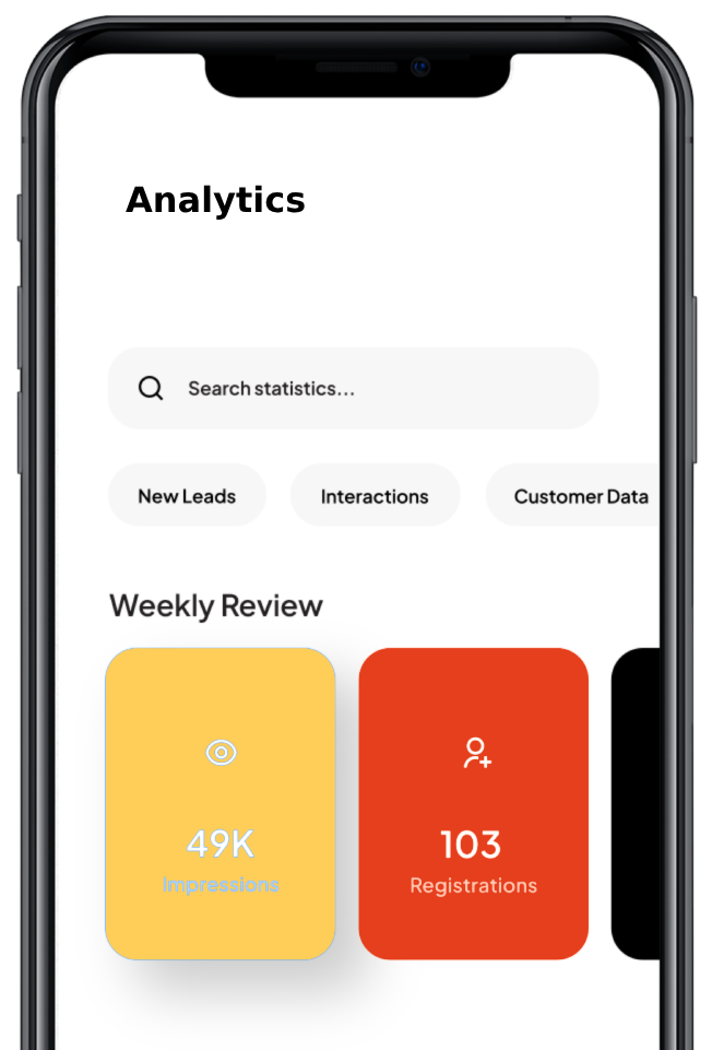 Mobile screen displaying website analytics data