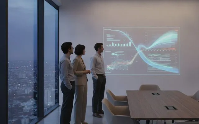 Team reviewing CX analytics from AI conversations