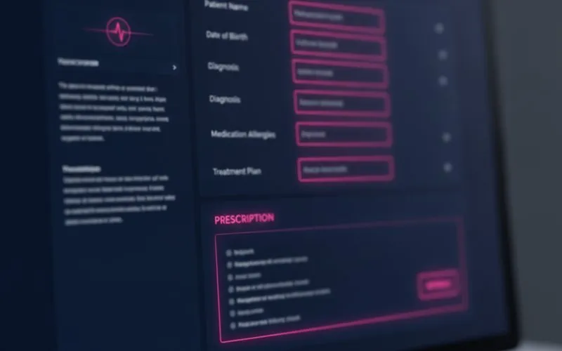AI clinical scribe auto-filling a patient record with e-prescription