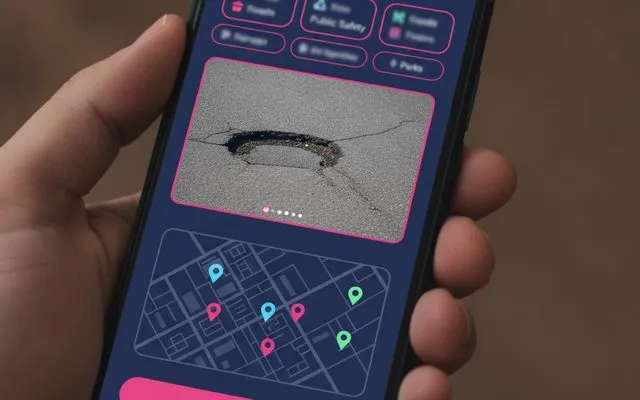 Citizen reporting a pothole in the municipal AI app
